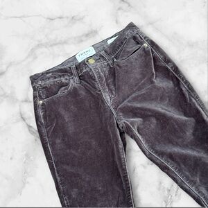 FRAME Women's Le High Skinny Velveteen High Rise Pants in Charcoal Size 23‎